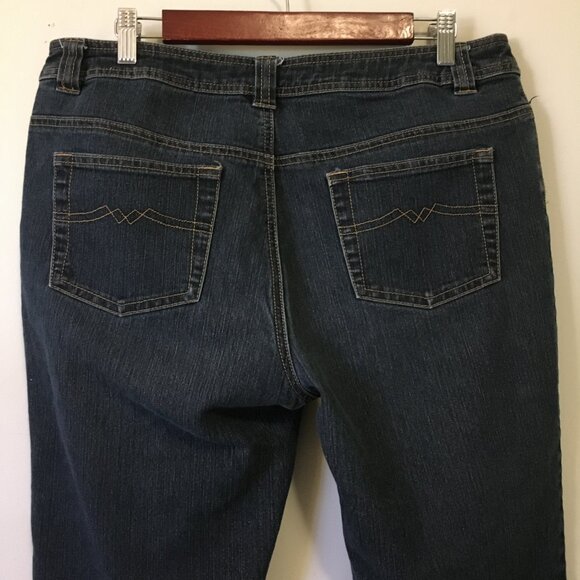 Contrast Jeans Dark Navy Blue Denim Capris - Picture 6 of 16